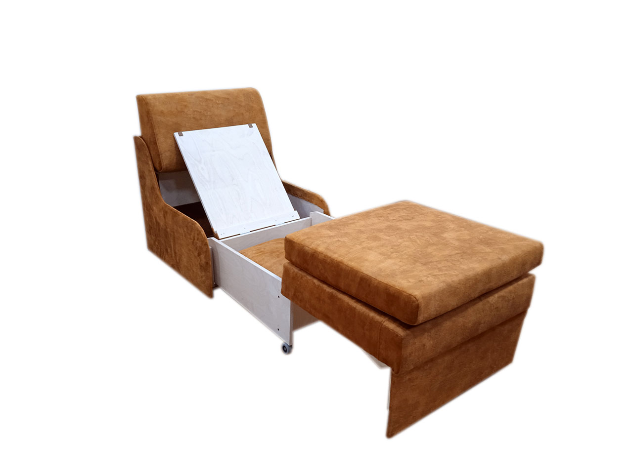 Малогабаритное кресло-кровать Танго-4 Д-70 без боковин и глубиной 75 см. Габаритный размер 75 х 75. Спальное место 70 х 185 или 190 см